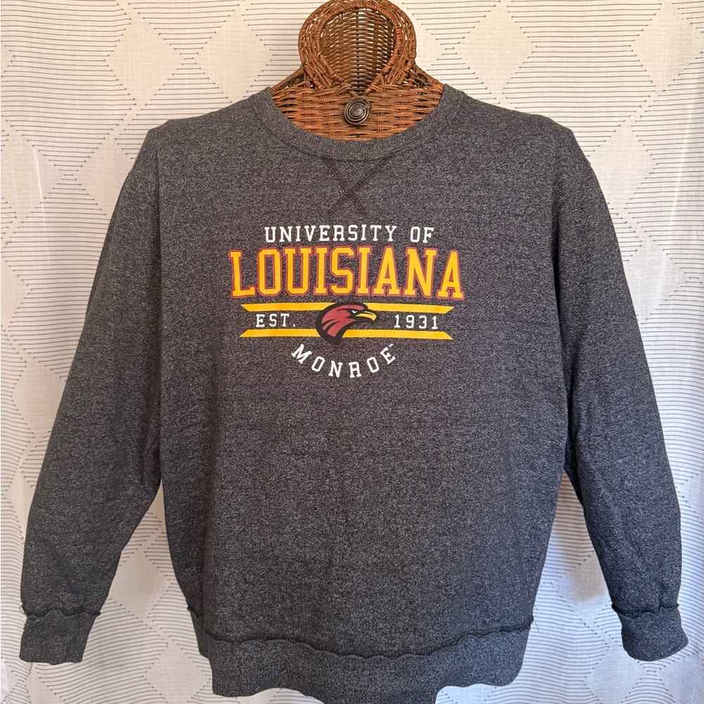 University of Louisiana Monroe Sweatshirt Gray Graphic Crewneck Adult XL